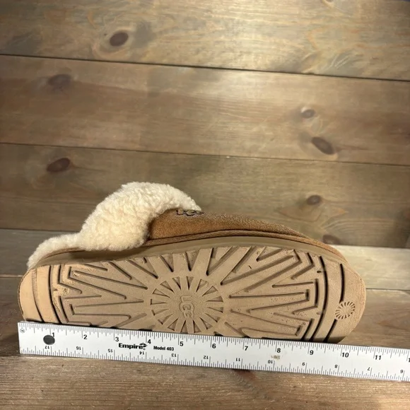 ugg disquette womens size 8 shoes brown suede shearling platform slippers - Picture 9 of 9